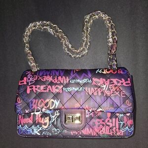 Caleesa Colorful Graffiti Quilted Shoulder Bag